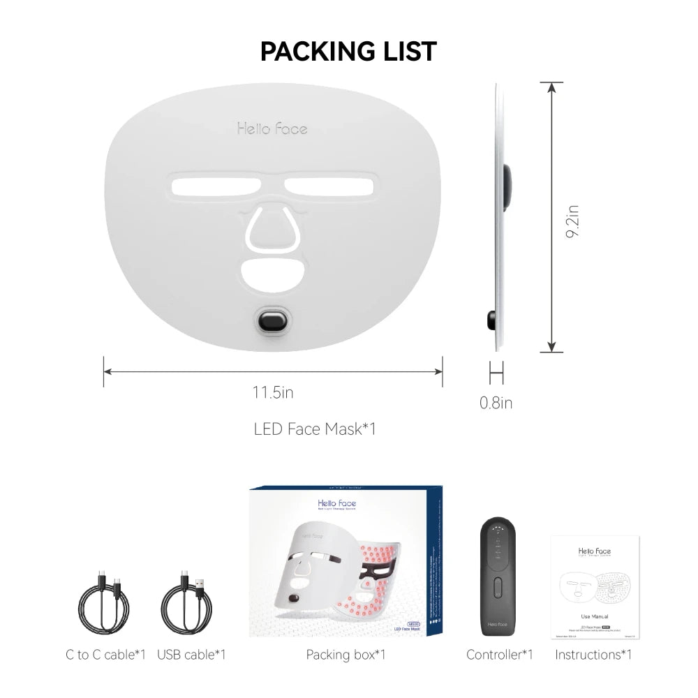 Hello Face Wireless Red Light Therapy Facial Mask