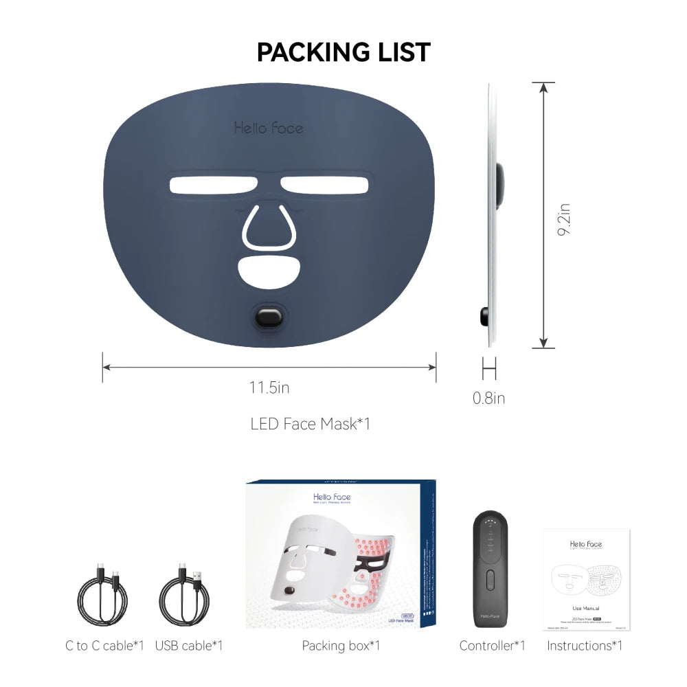 Hello Face Wireless Red Light Therapy Facial Mask